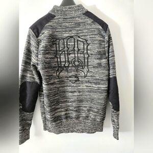 HARLEY DAVIDSON Men's Wool Sweater with half zip, Logo back and sleeve.  Size M